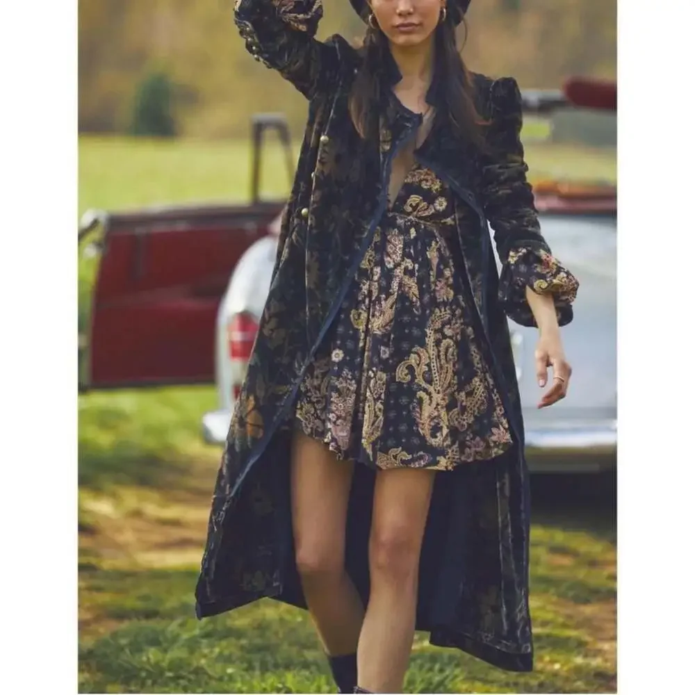 Free People Arzel Mini Dress Black Combo Paisley